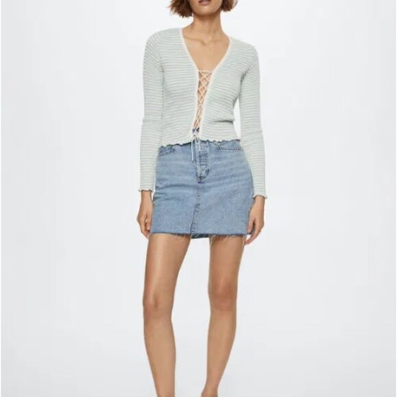 Mango Zinny Cardigan in Aqua Size Small NWT - Picture 2 of 13